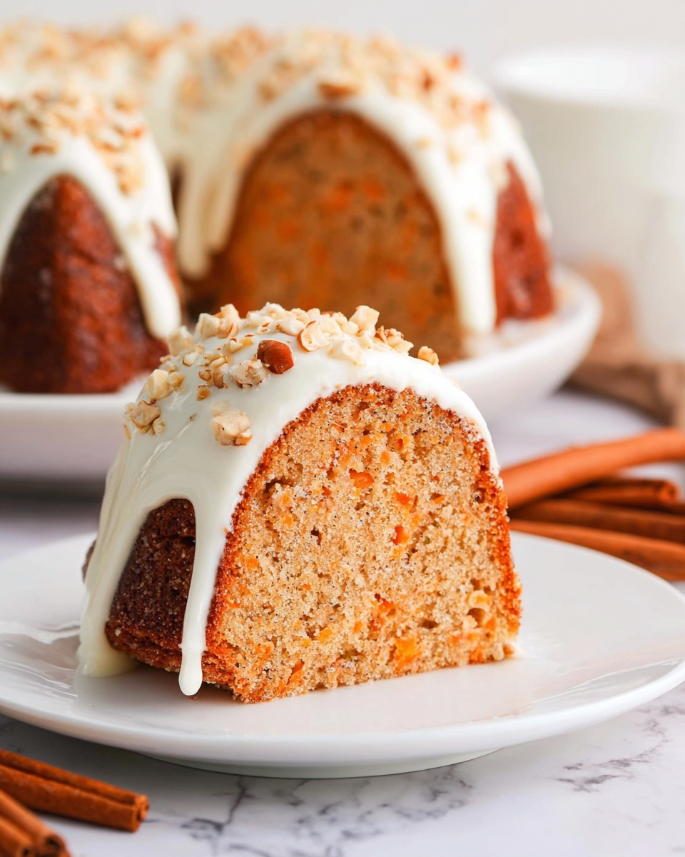 Carrot Cake Bundt Cake with Cream Cheese Glaze and Pecans Recipe - Recipe Image