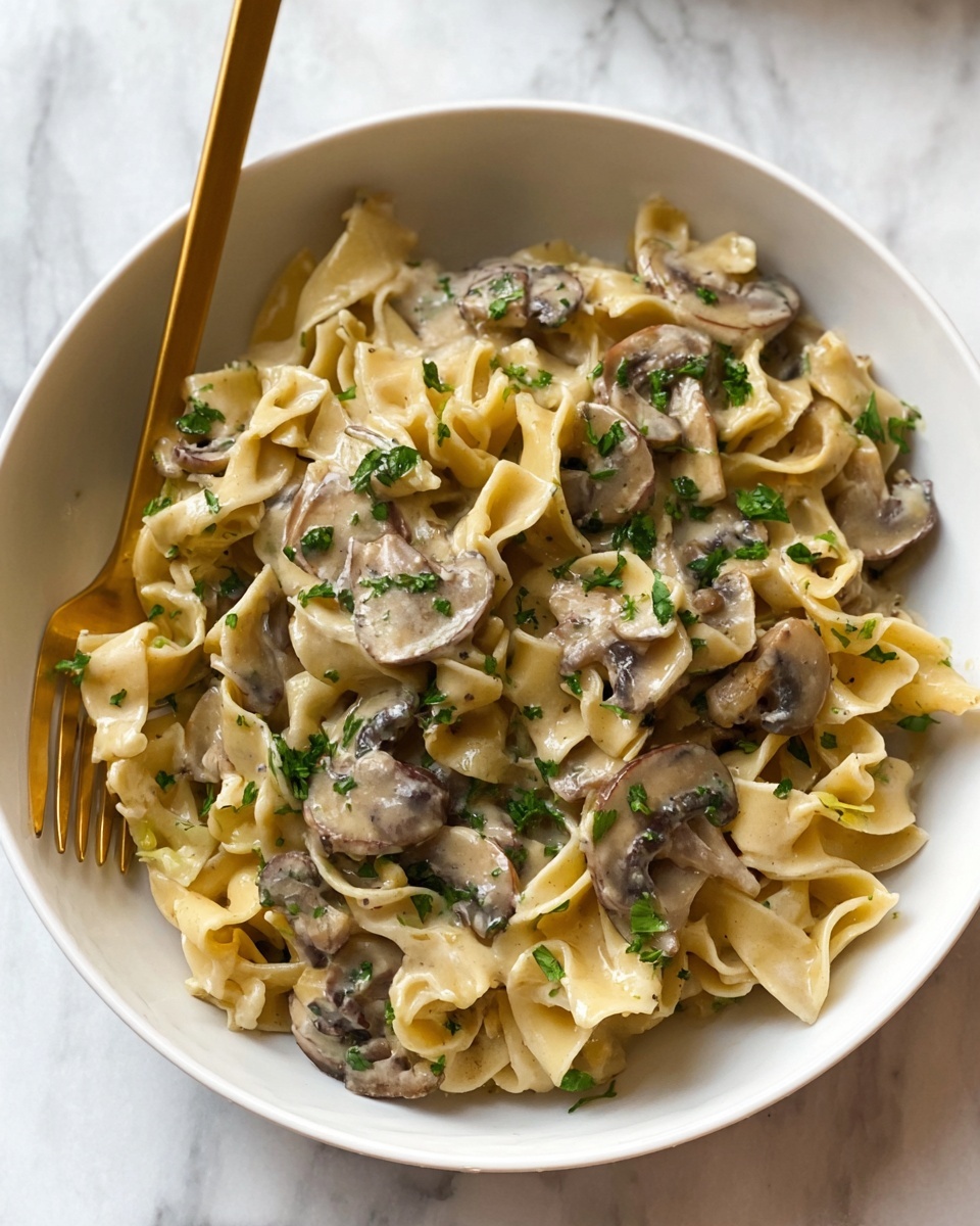 Creamy Mushroom Stroganoff with Egg Noodles Recipe - Recipe Image