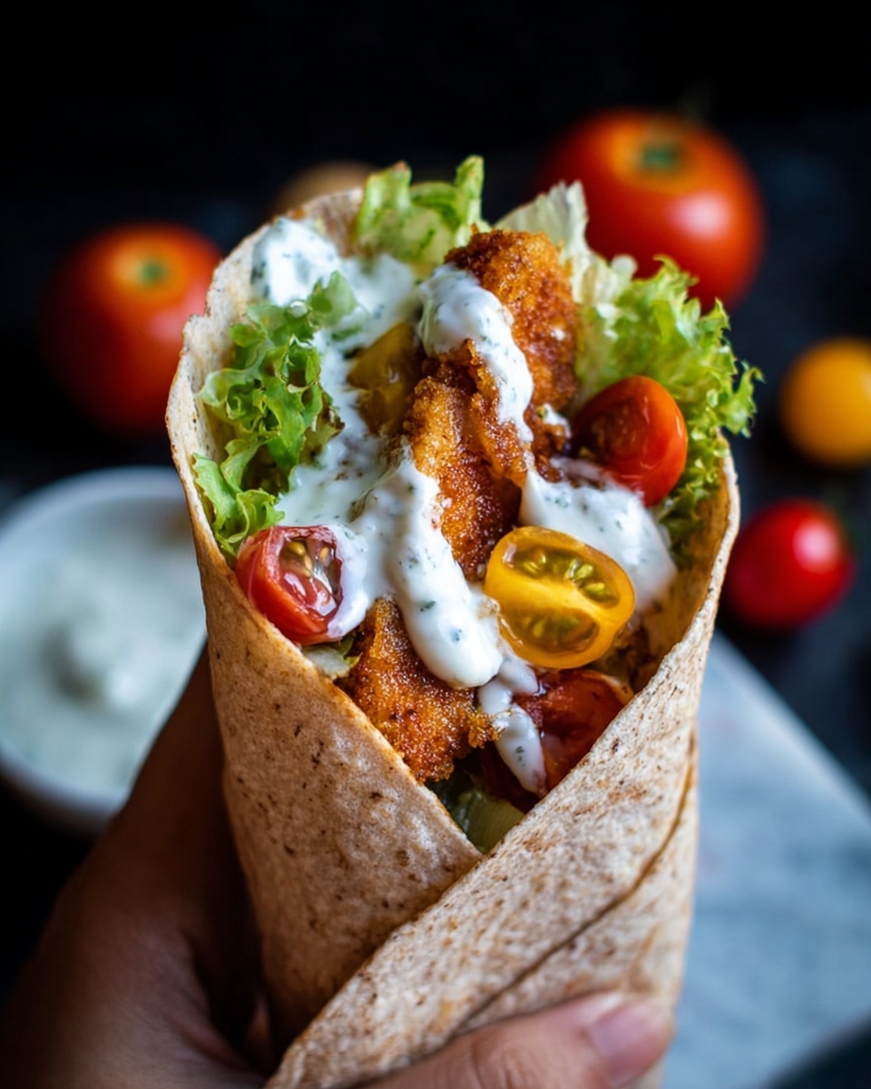 Fried Chicken Wraps with Homemade Ranch Dressing Recipe - Recipe Image