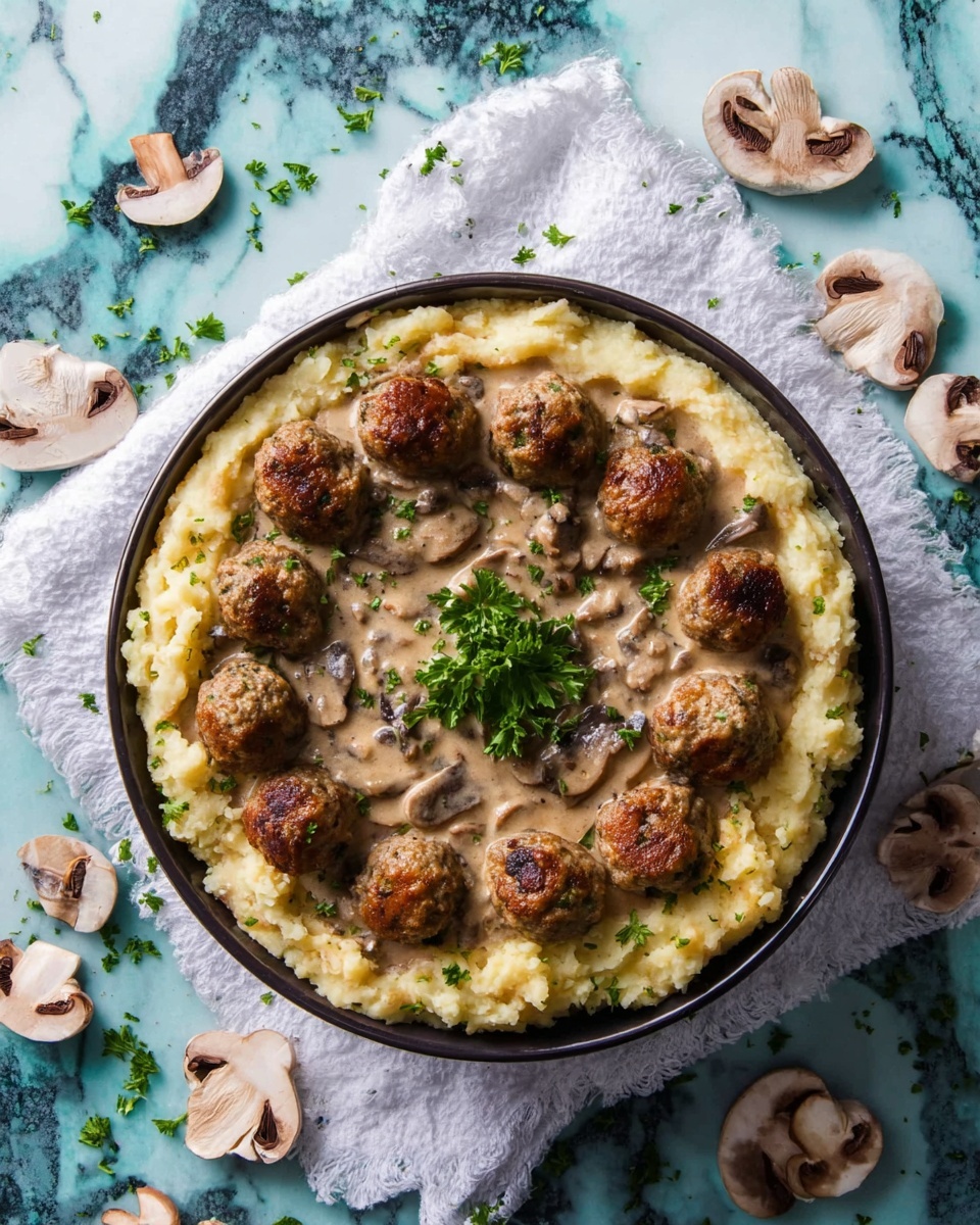 Chicken Meatballs in a Creamy Mushroom Sauce Recipe - Recipe Image