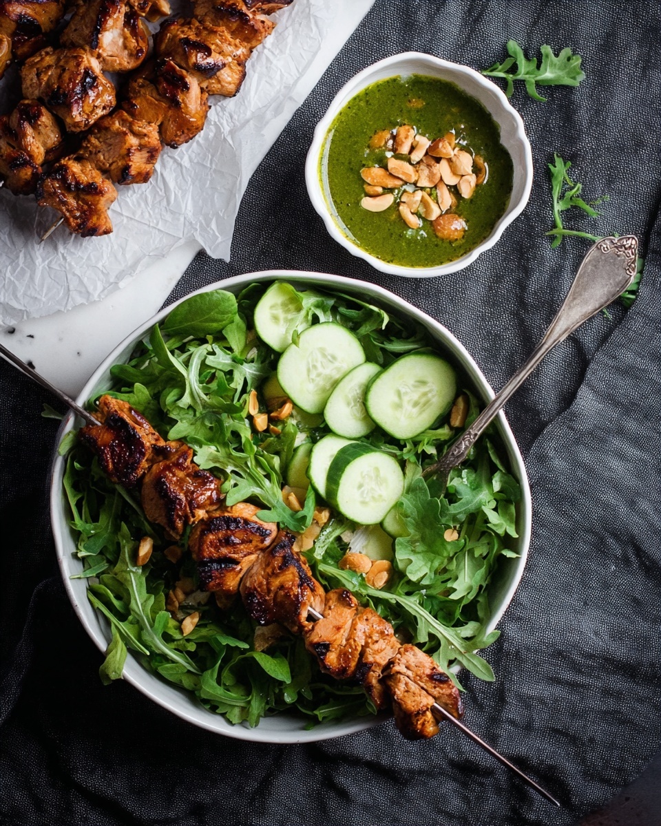 Chicken Kabob Salad with Peanut Lime Dressing Recipe - Recipe Image