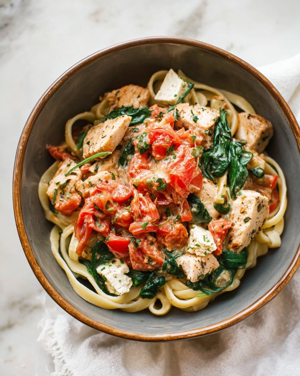 Chicken Feta Spinach Pasta Recipe - Recipe Image