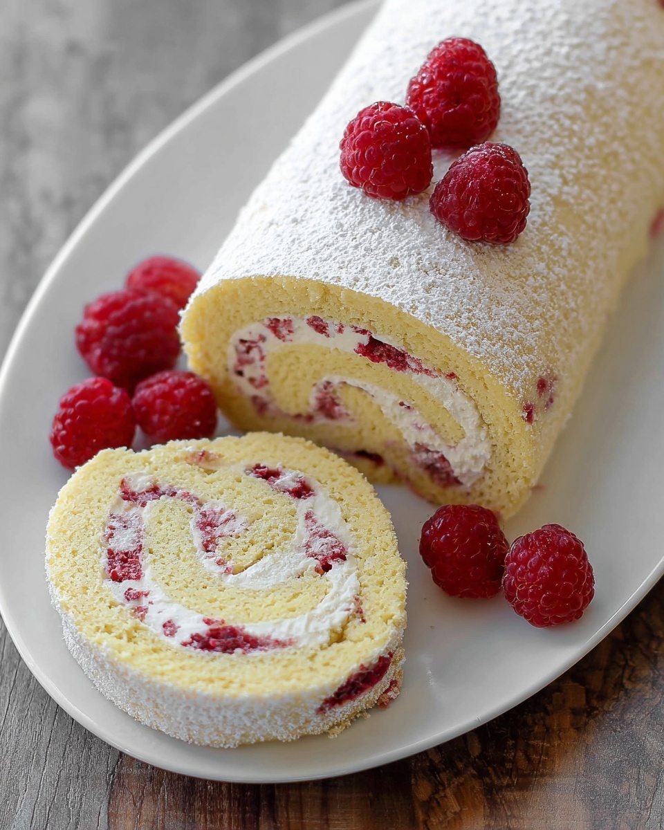Raspberry Swiss Roll Cake Recipe - Recipe Image