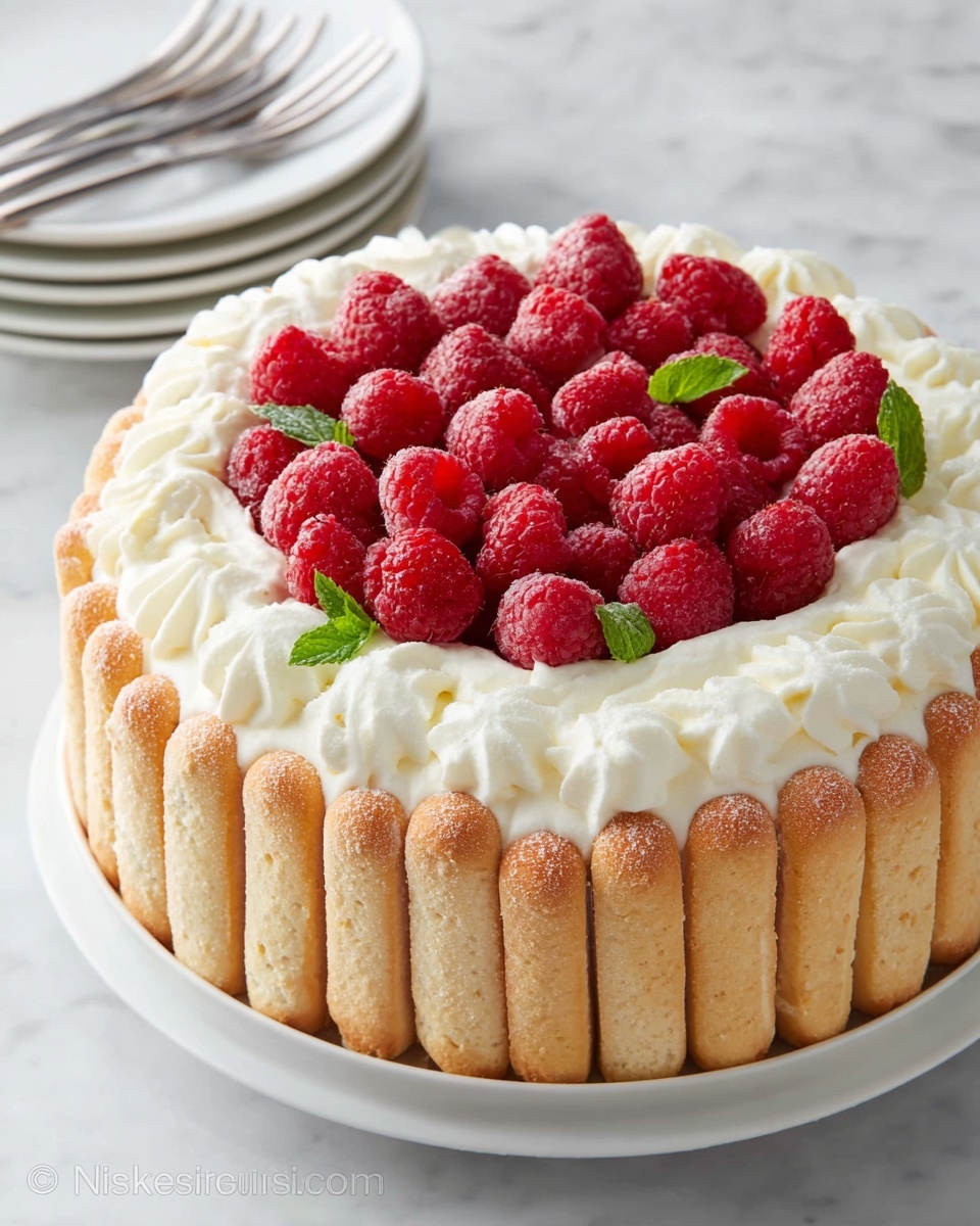 Charlotte Cake Recipe with Raspberries Recipe - Recipe Image