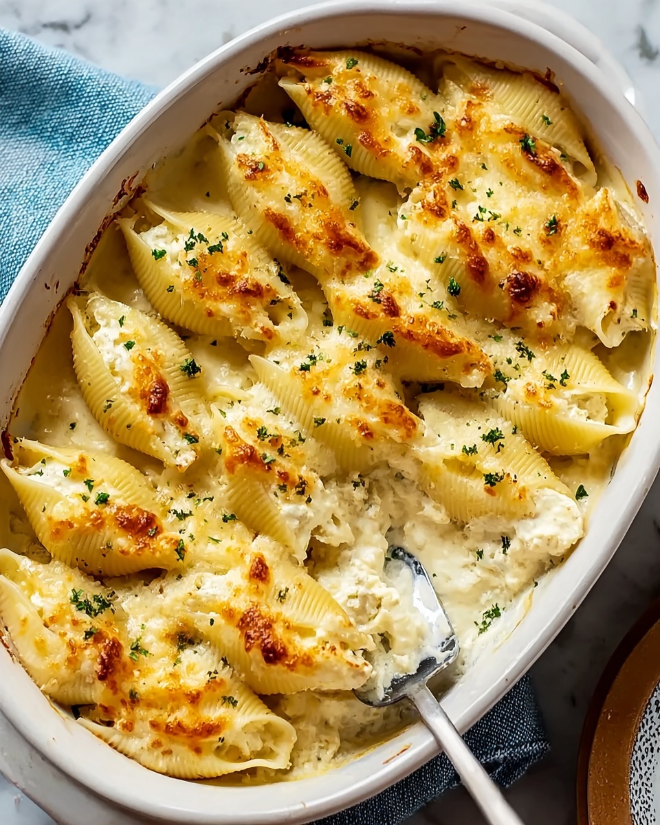 Creamy Chicken Alfredo Stuffed Shells Recipe - Recipe Image