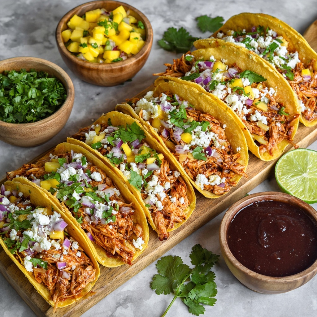 Slow Cooker Honey BBQ Chicken Tacos Recipe - Recipe Image