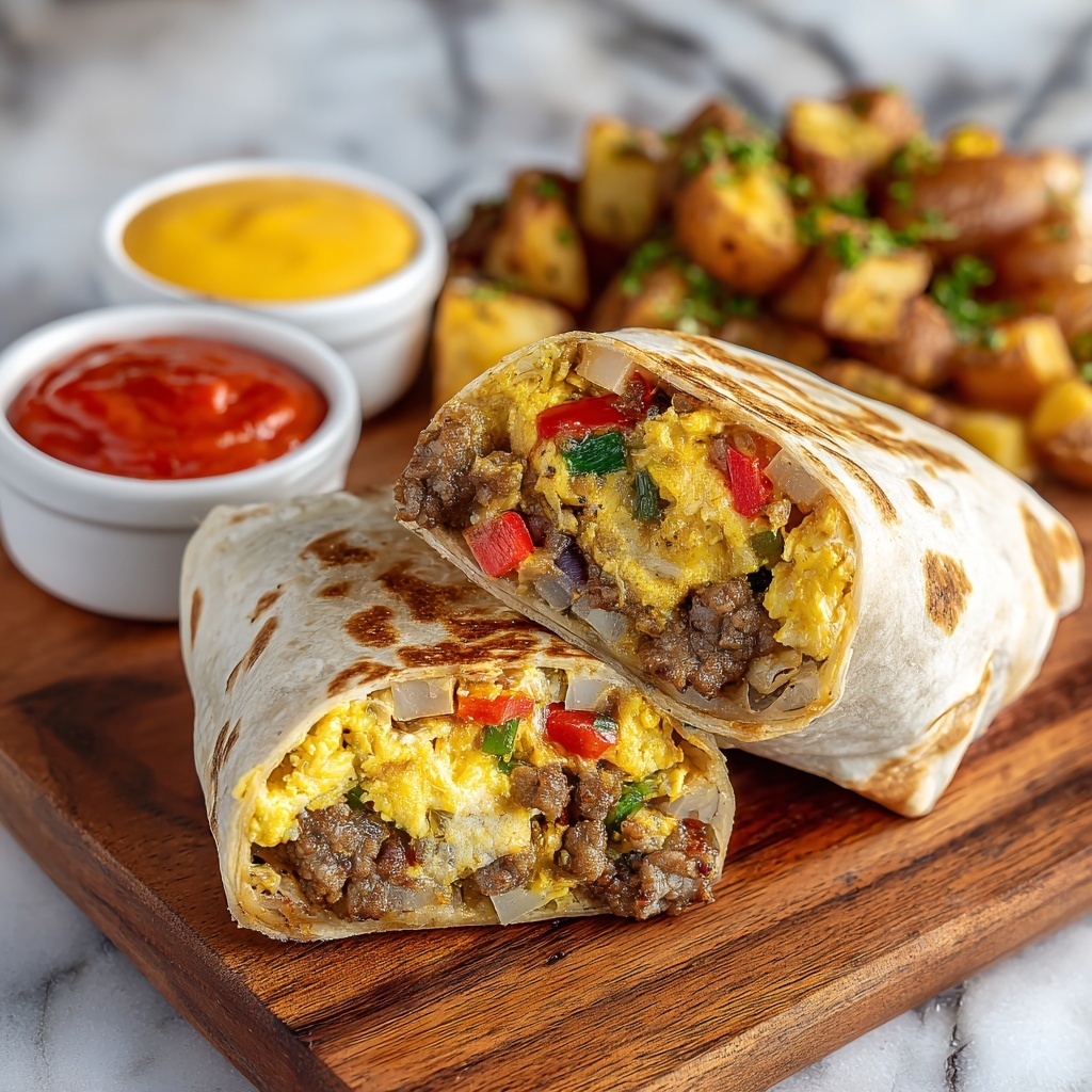 Freezer Breakfast Burritos with Sausage, Eggs & Salsa Verde Recipe - Recipe Image
