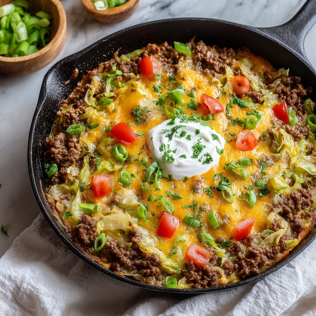 Cabbage Roll Skillet (Easy Keto Ground Beef Dinner) Recipe - Recipe Image