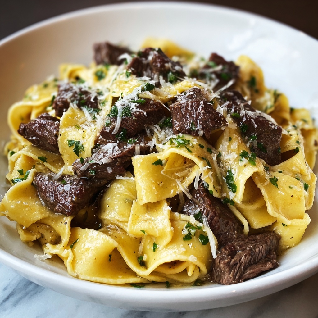 Beef and Garlic Butter Pasta Recipe - Recipe Image