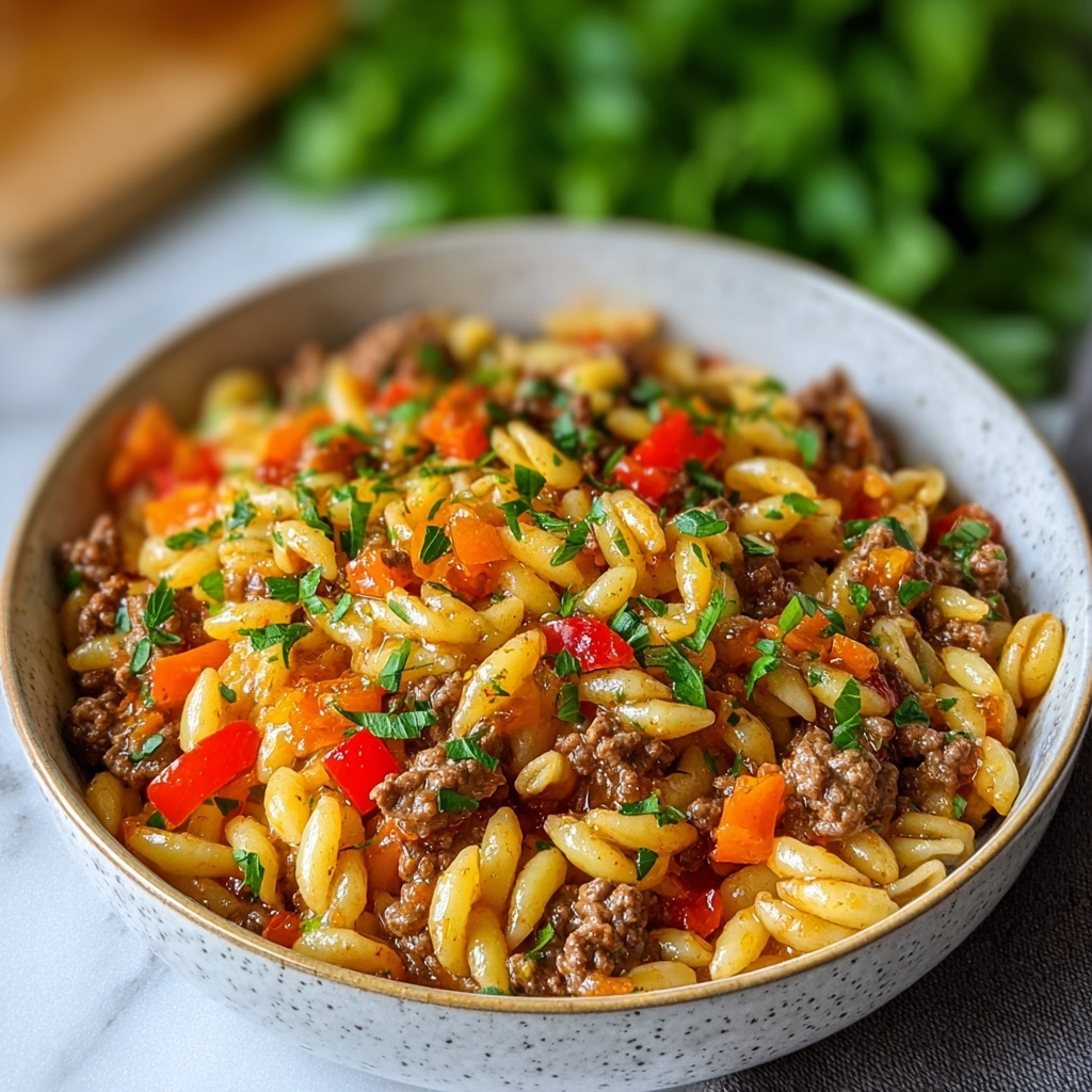 Savory Ground Beef Orzo Recipe - Recipe Image