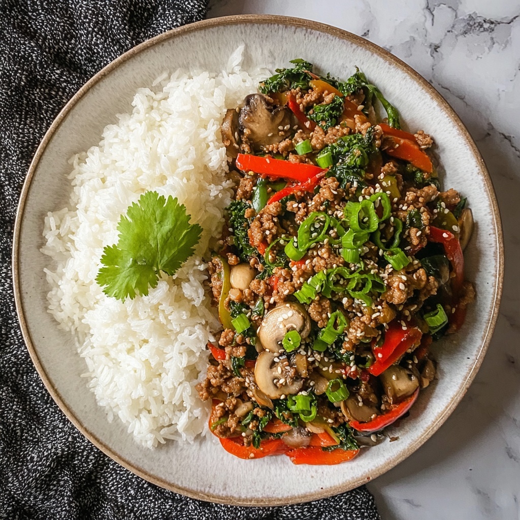 Savory Asian-Style Ground Chicken Stir-Fry Recipe - Recipe Image