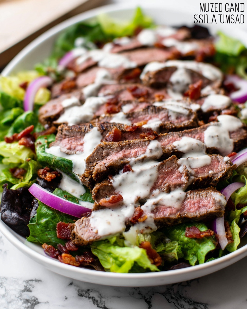 Mustard Glazed Grilled Steak with Salad Recipe - Recipe Image