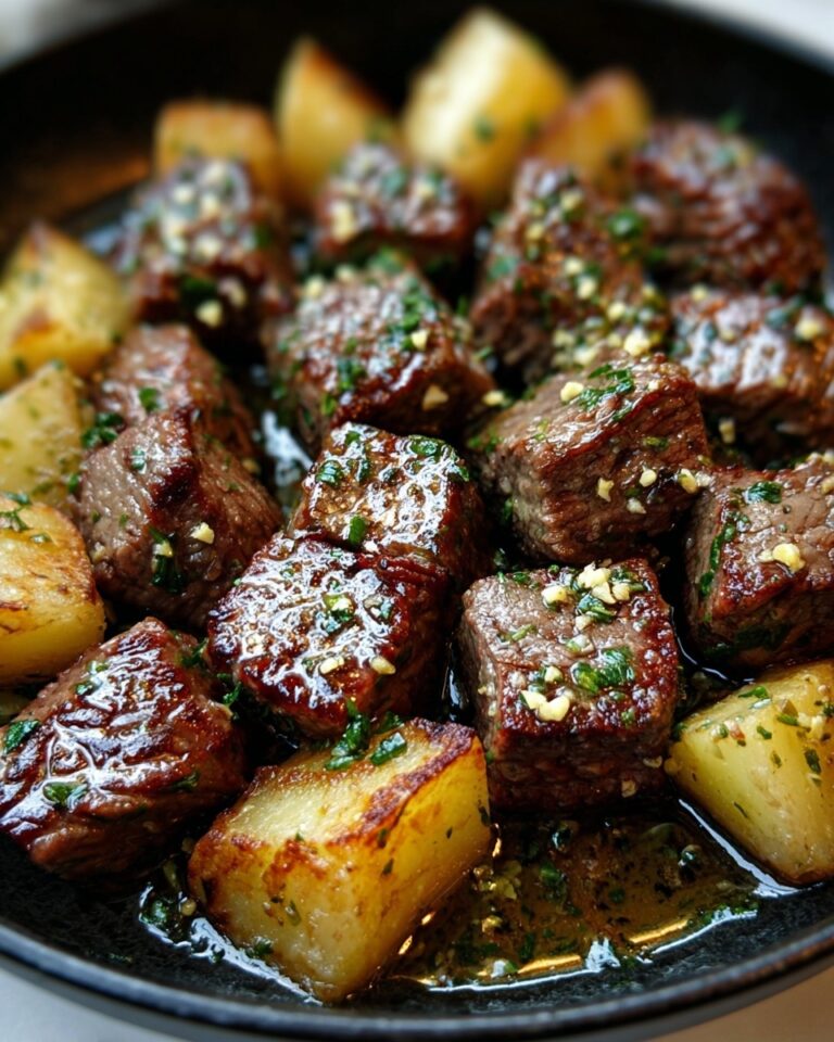 Quick Garlic Butter Steak Bites in a Cast Iron Skillet Recipe