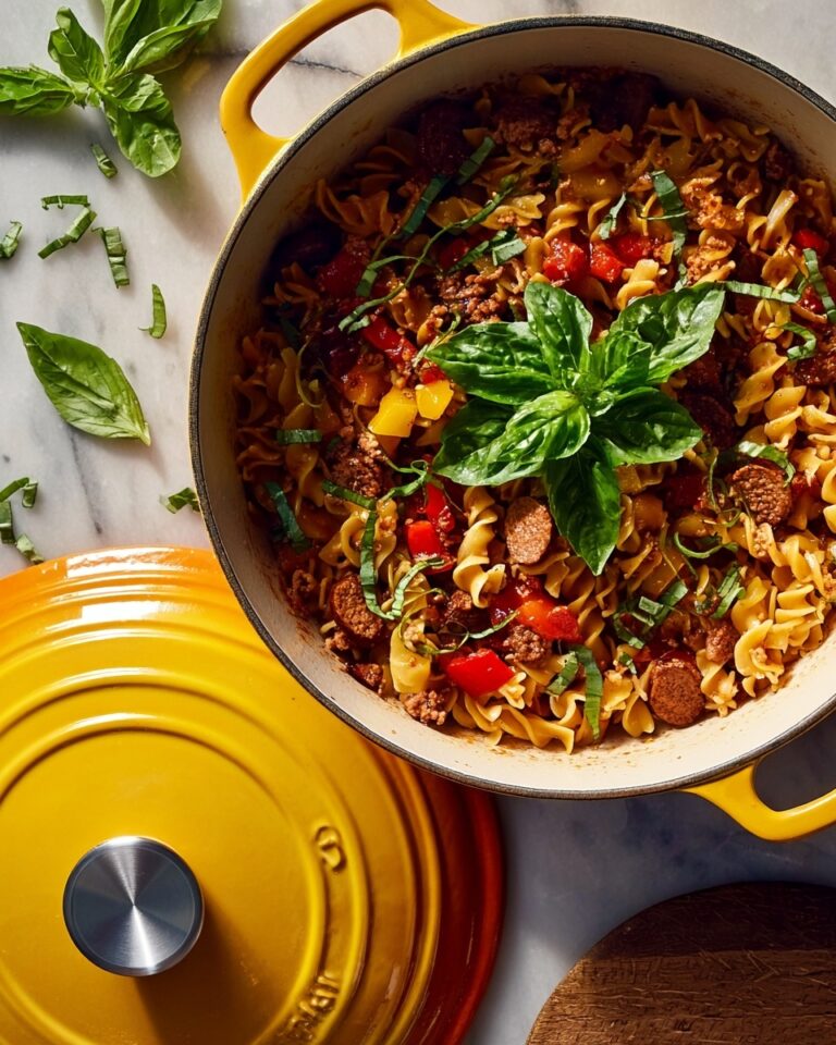 One Pot Chorizo, Bell Pepper, and Tomato Noodles Recipe