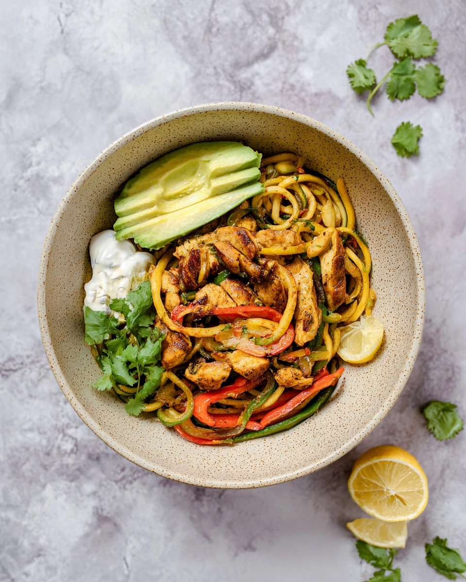Chicken Fajita Zoodle Bowls Recipe - Recipe Image