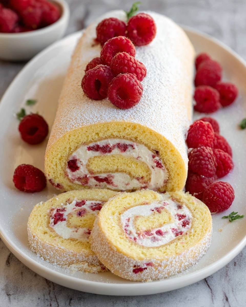 Raspberry Swiss Roll Cake Recipe - Recipe Image