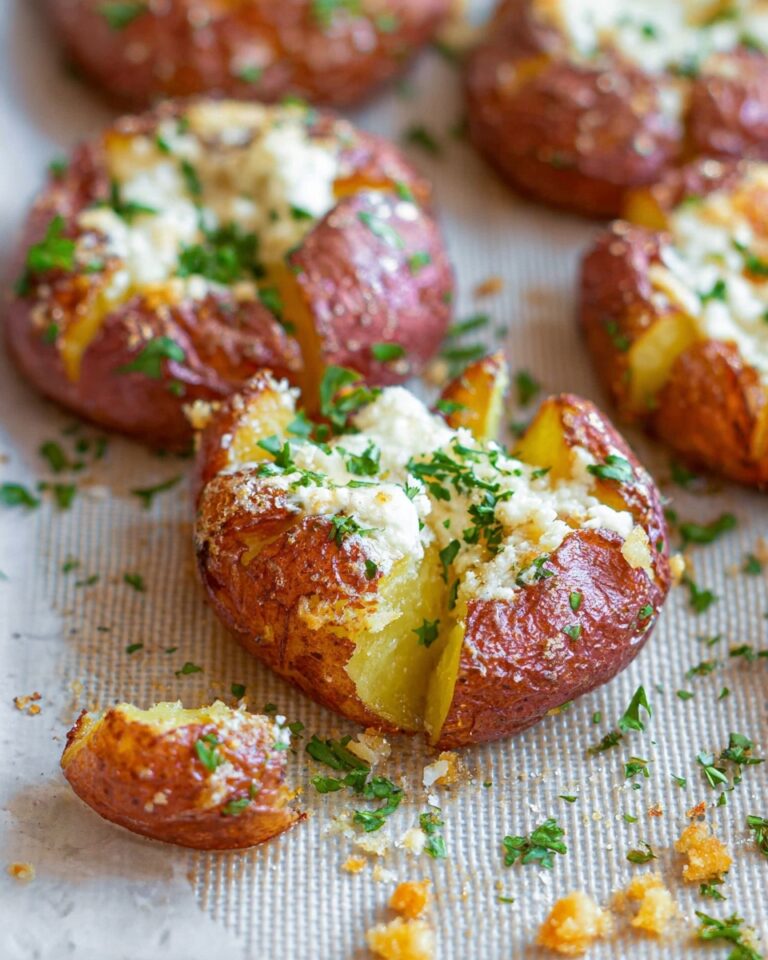 Smashed Potatoes with Parmesan and Garlic Recipe
