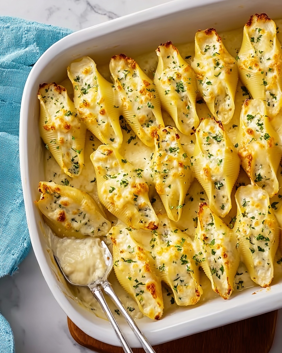Creamy Chicken Alfredo Stuffed Shells Recipe - Recipe Image