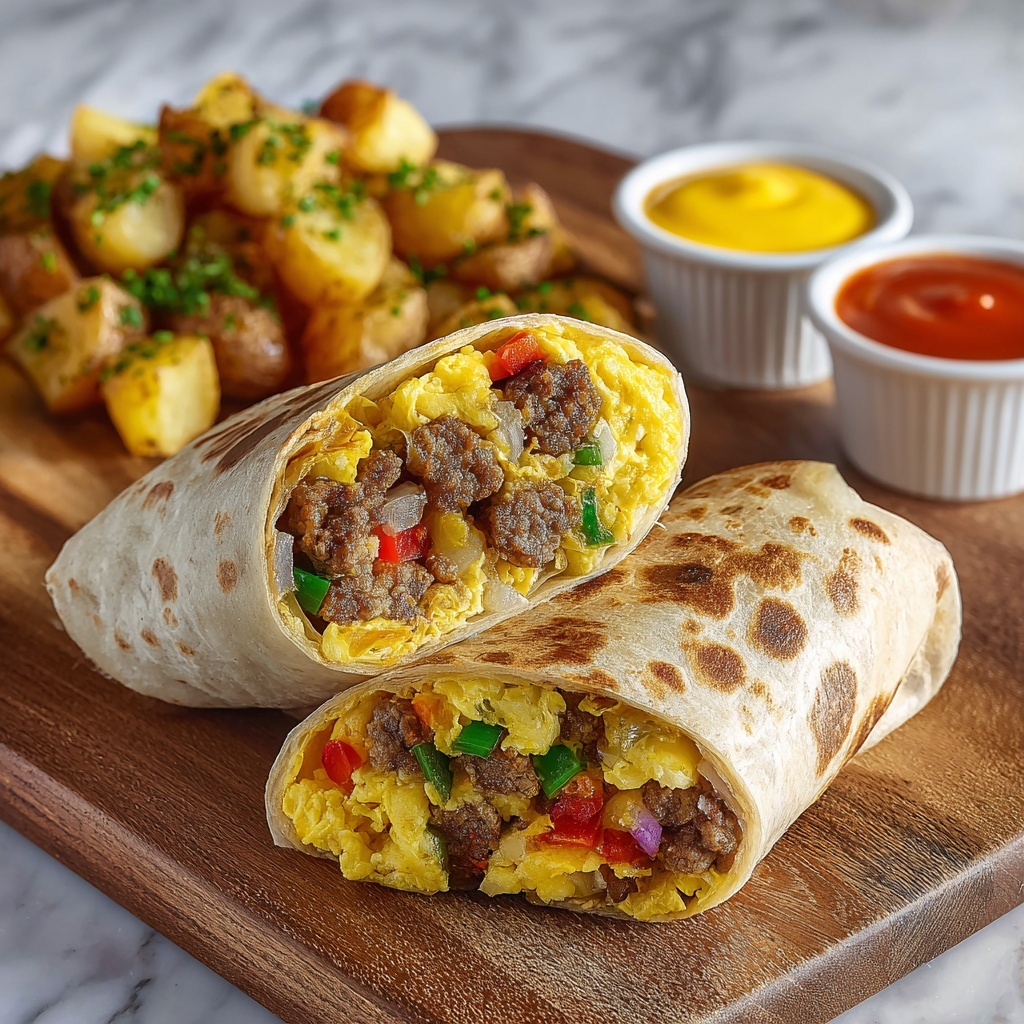 Freezer Breakfast Burritos with Sausage, Eggs & Salsa Verde Recipe - Recipe Image