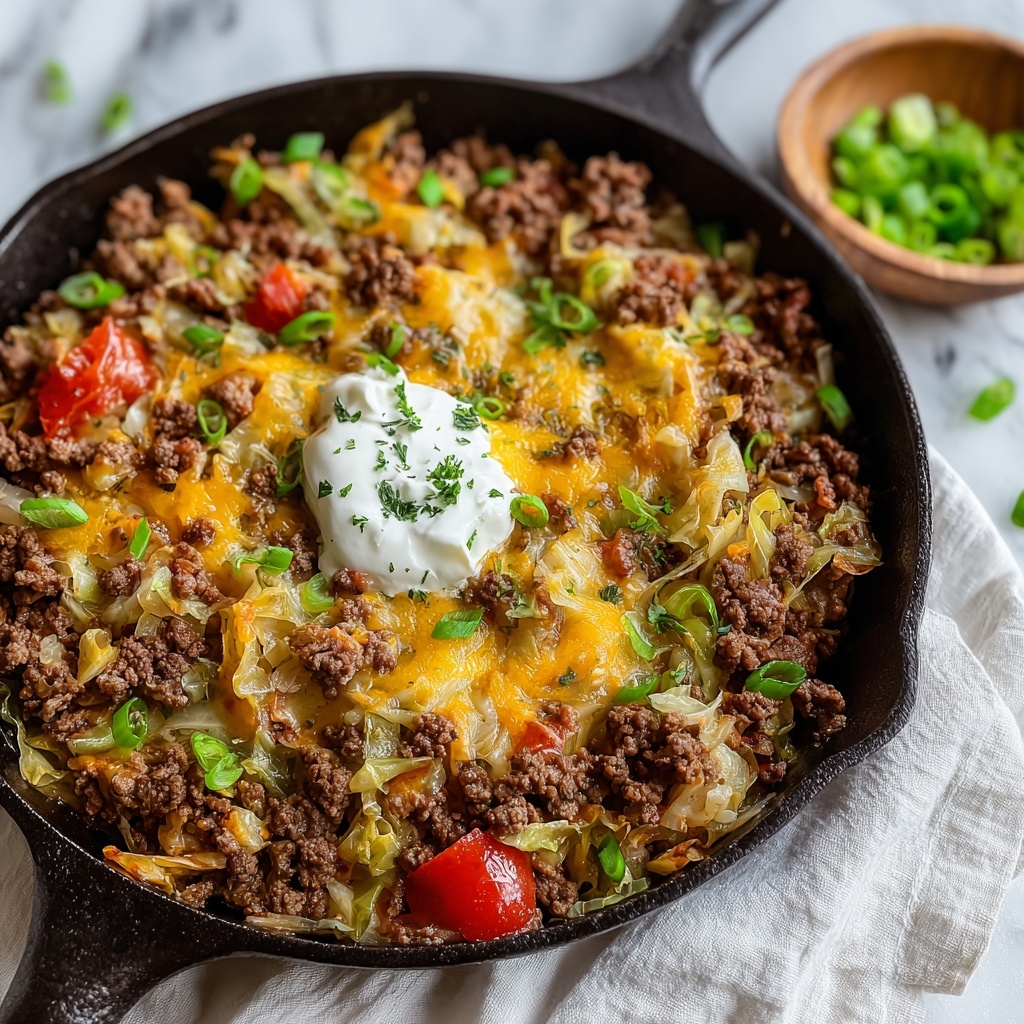 Cabbage Roll Skillet (Easy Keto Ground Beef Dinner) Recipe - Recipe Image