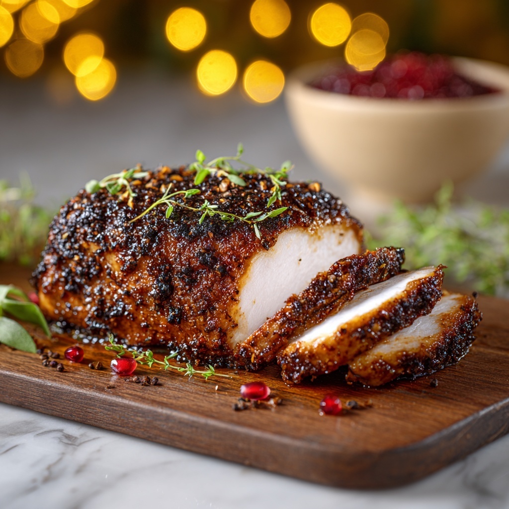 Maple-Glazed Boneless Herb-Rubbed Turkey Breast Recipe - Recipe Image