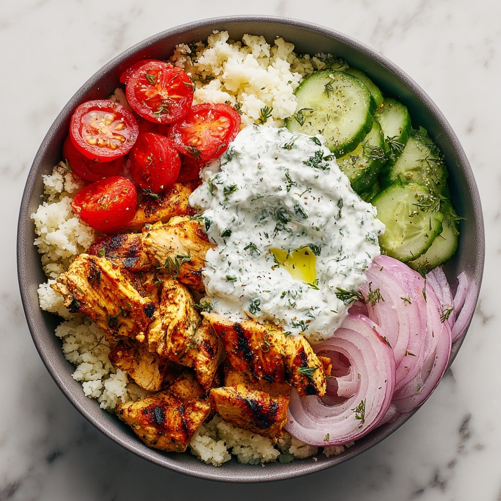 Greek Chicken Bowls with Lemon and Dill Yogurt Sauce Recipe - Recipe Image