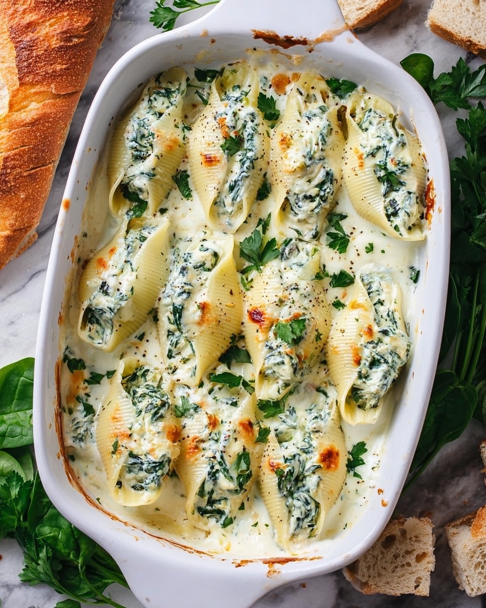 Creamy Chicken and Spinach Stuffed Pasta Shells Recipe - Recipe Image