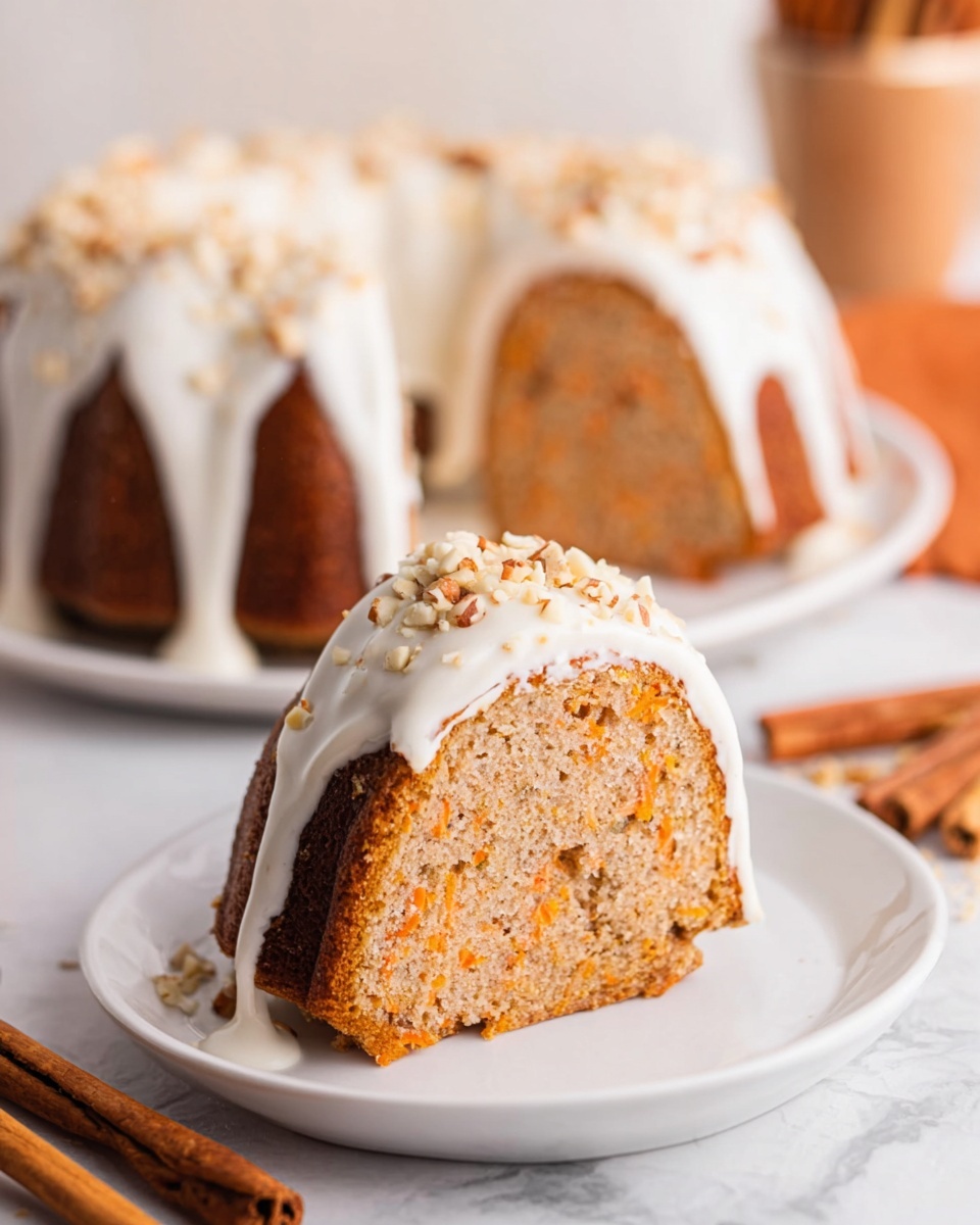 Carrot Cake Bundt Cake with Cream Cheese Glaze and Pecans Recipe - Recipe Image