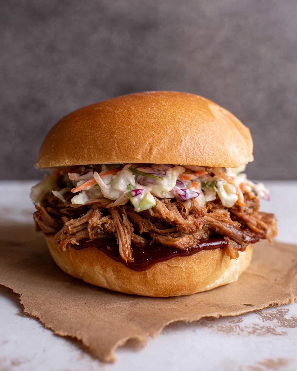 Slow Cooker Pulled Pork Sandwich with Apple Slaw Recipe - Recipe Image