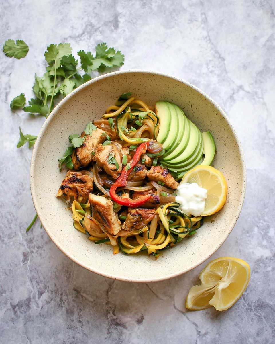 Chicken Fajita Zoodle Bowls Recipe - Recipe Image