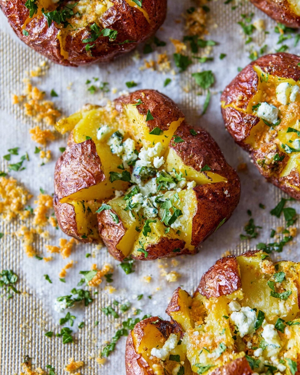 Smashed Potatoes with Parmesan and Garlic Recipe - Recipe Image