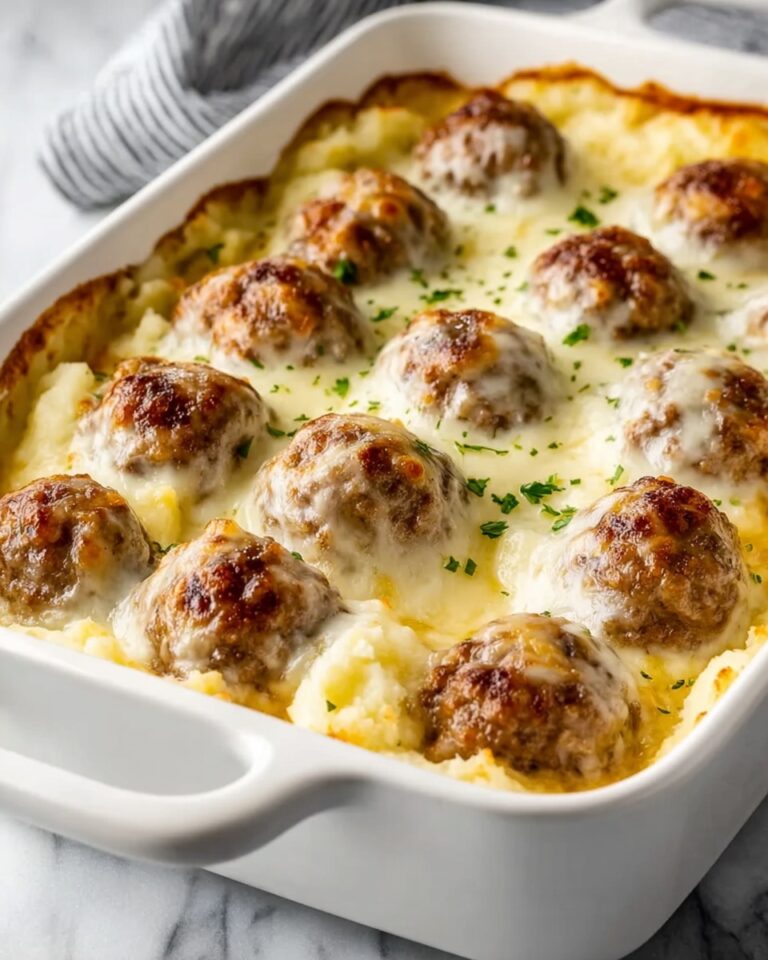 Loaded Mashed Potato and Meatball Casserole Recipe