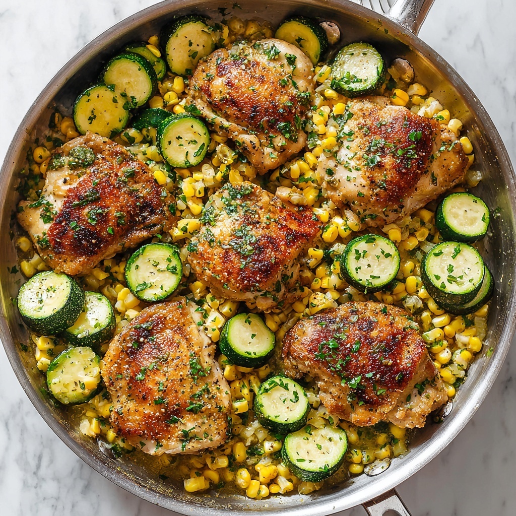 Garlic Butter Chicken with Zucchini and Corn Recipe - Recipe Image