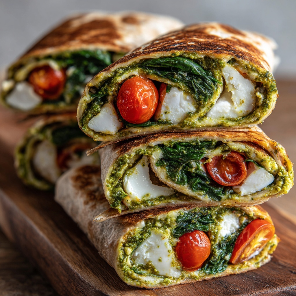 Crispy Pesto Mozzarella Wraps Recipe - Recipe Image