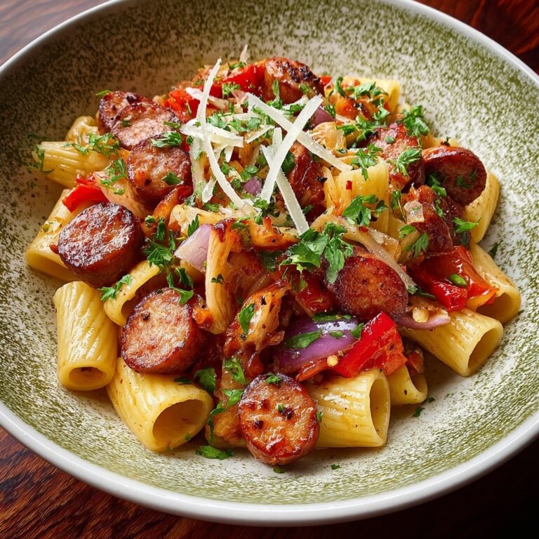 One-Skillet Spicy Honey BBQ Sausage & Pasta Recipe