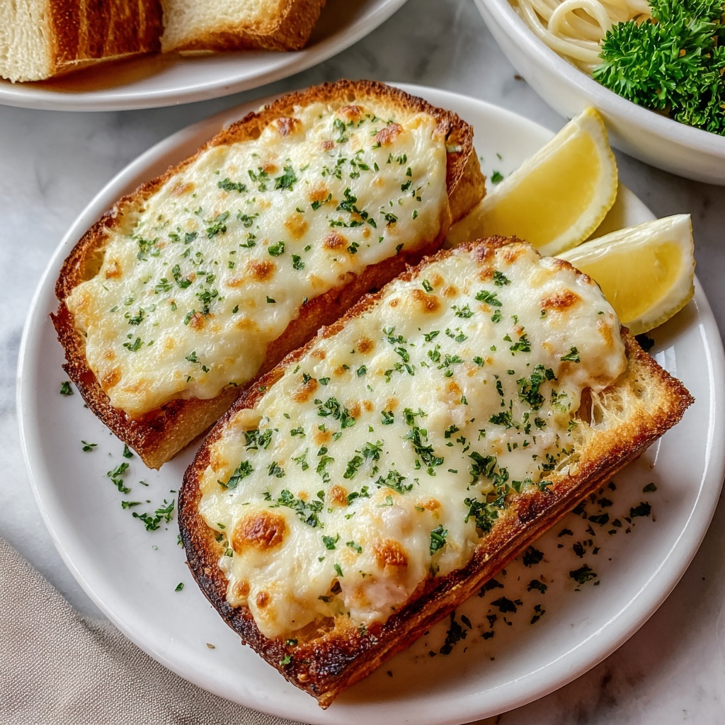 Chicken Alfredo Garlic Bread Recipe - Recipe Image
