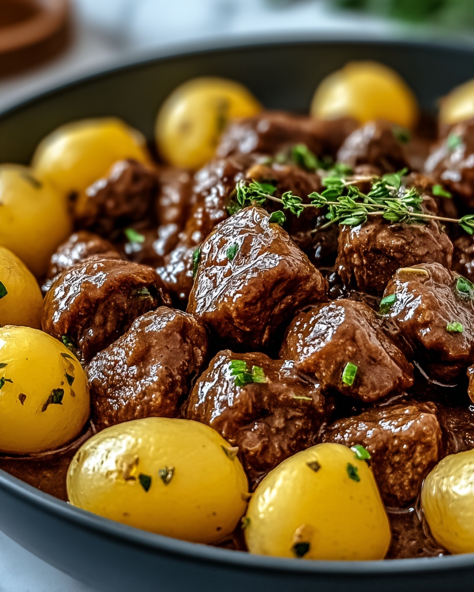 Slow Cooker Garlic Butter Beef Bites & Potatoes Recipe - Recipe Image