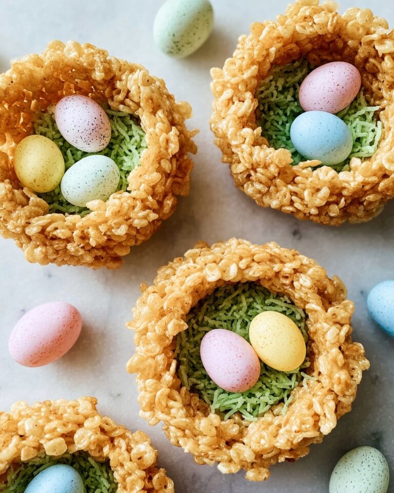 Adorable Rice Krispie Nests with Green Coconut and Candy Robin Eggs Recipe