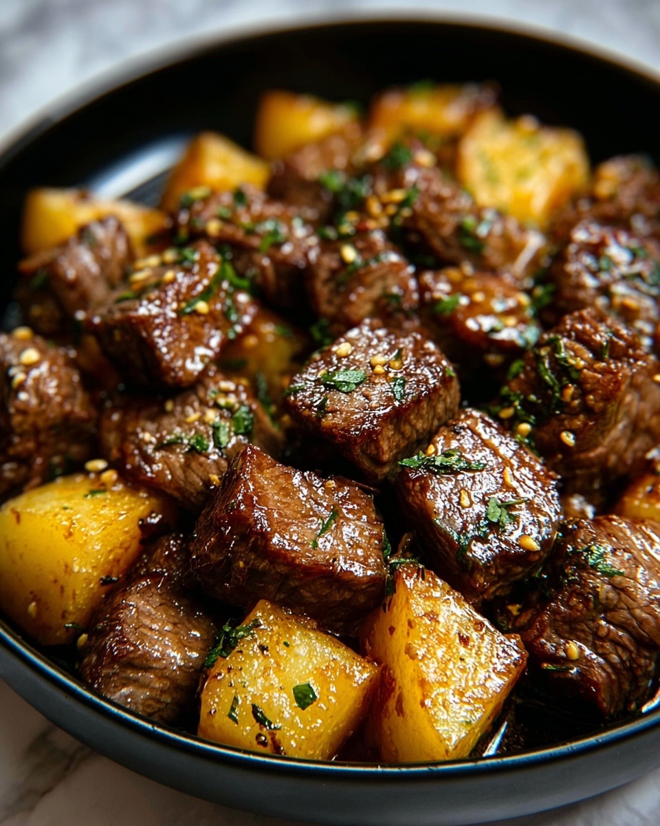 Quick Garlic Butter Steak Bites in a Cast Iron Skillet Recipe - Recipe Image