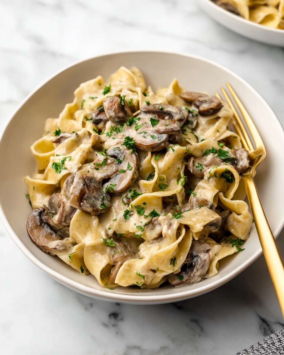 Creamy Mushroom Stroganoff with Egg Noodles Recipe - Recipe Image