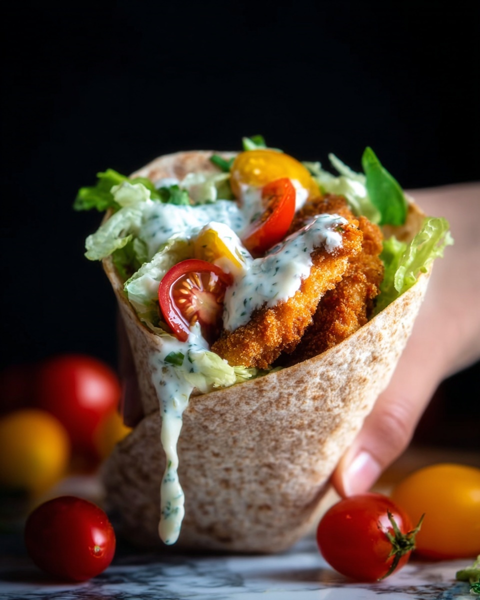 Fried Chicken Wraps with Homemade Ranch Dressing Recipe - Recipe Image