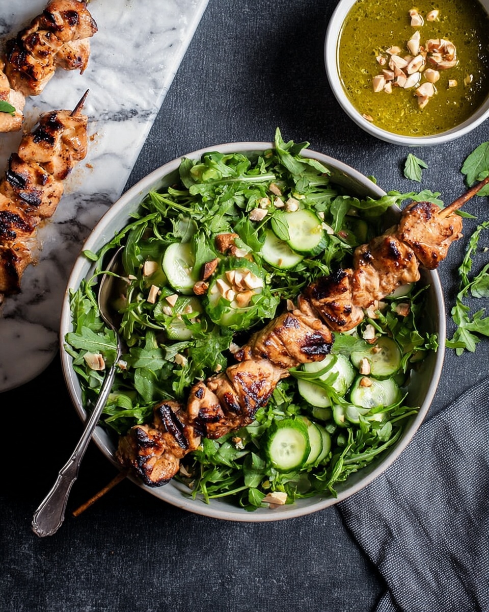 Chicken Kabob Salad with Peanut Lime Dressing Recipe - Recipe Image