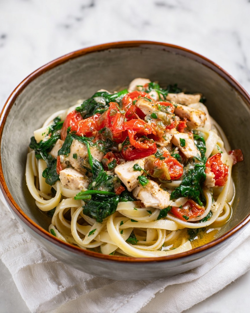 Chicken Feta Spinach Pasta Recipe - Recipe Image