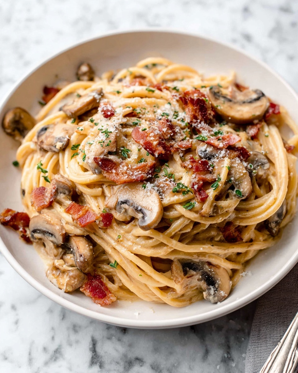 Creamy Bacon and Mushroom Pasta Recipe - Recipe Image