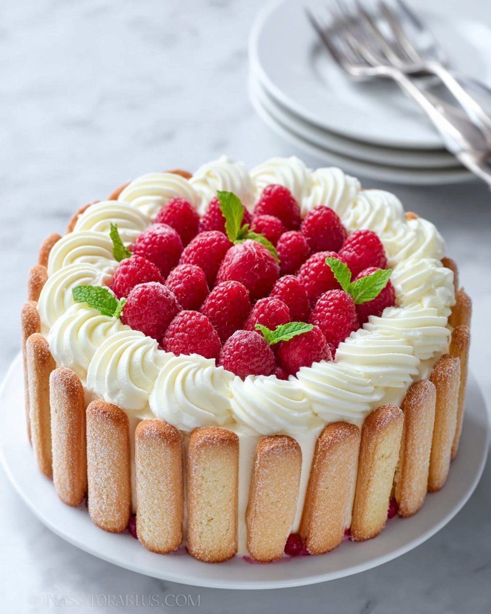 Charlotte Cake Recipe with Raspberries Recipe - Recipe Image