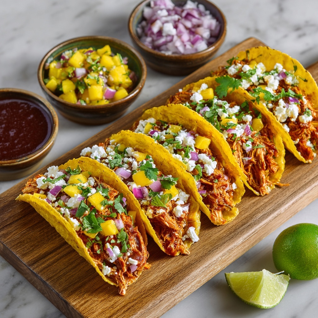 Slow Cooker Honey BBQ Chicken Tacos Recipe - Recipe Image