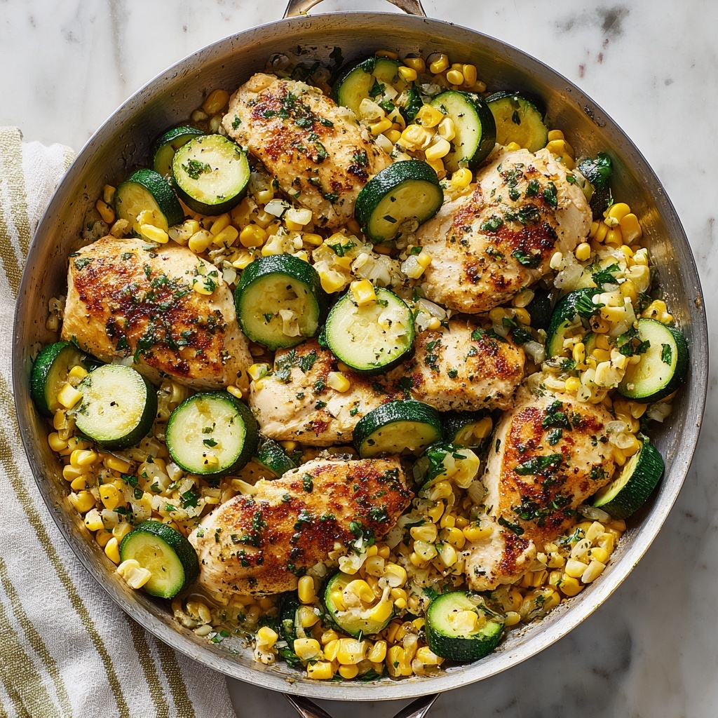 Garlic Butter Chicken with Zucchini and Corn Recipe - Recipe Image