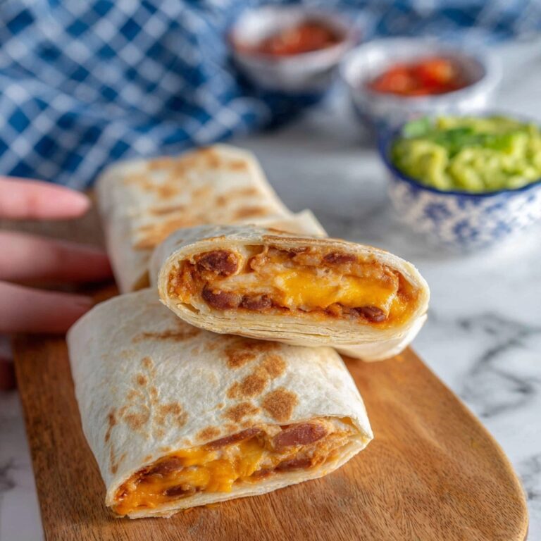 Refried Bean Burritos with Cheddar and Salsa Recipe