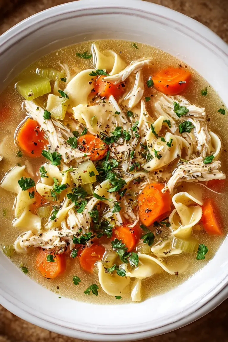Crockpot Chicken Soup with Egg Noodles and Fresh Herbs Recipe