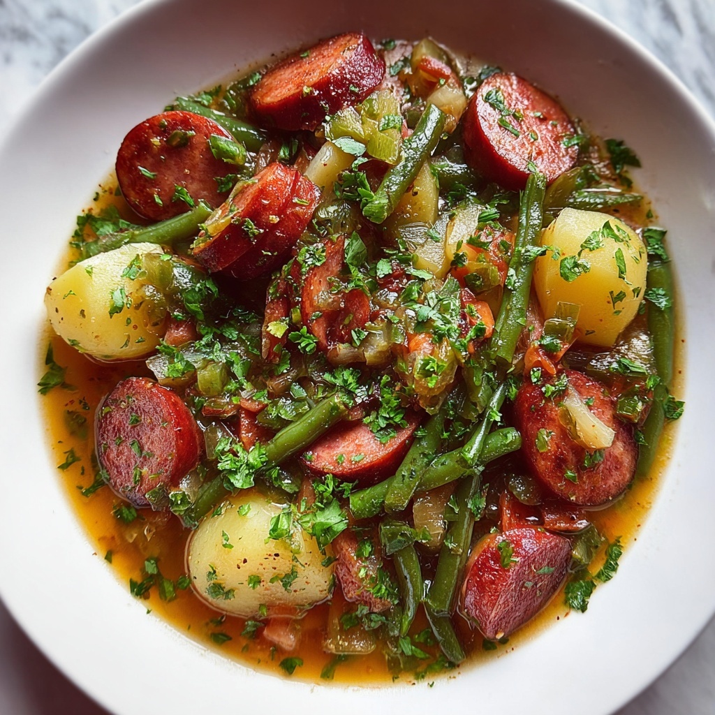 Crockpot Kielbasa and Green Beans Recipe - Recipe Image